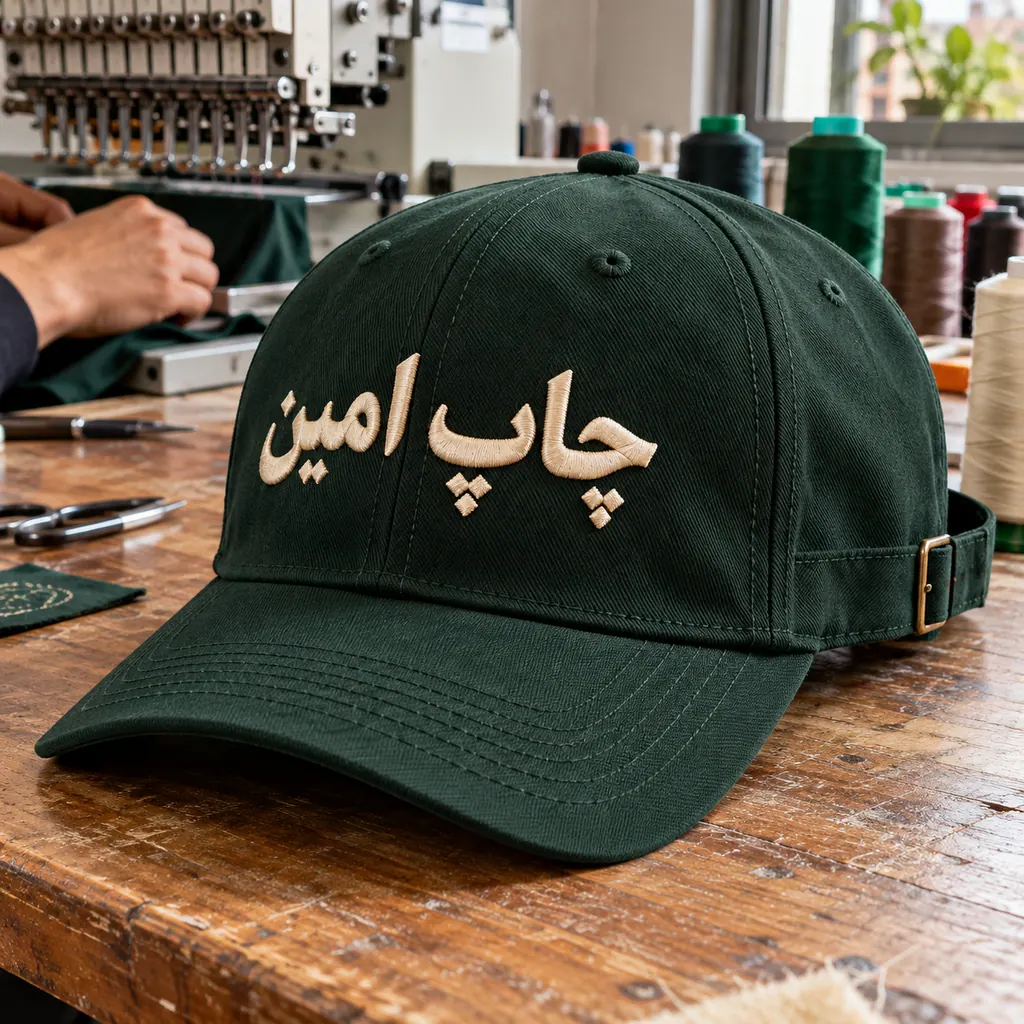 کلاه با گلدوزی · مشخصات نمونه · سایز قابل تنظیم · گلدوزی · یک‌رو