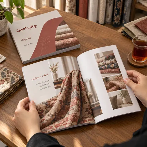 کاتالوگ با صحافی چسب گرم · A5 · ۴۸ صفحه