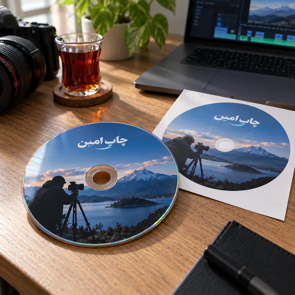 چاپ لیبل سی دی ( CD ) با روکش سلفون براق · ۱۳×۱۳
