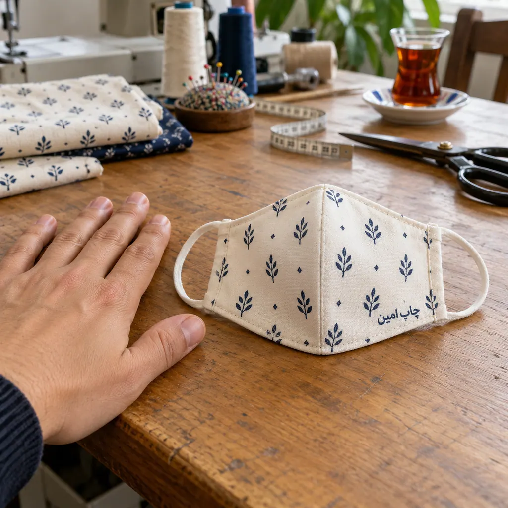 ماسک پارچه‌ای · مشخصات نمونه · کوچک · پارچه · یک‌رو