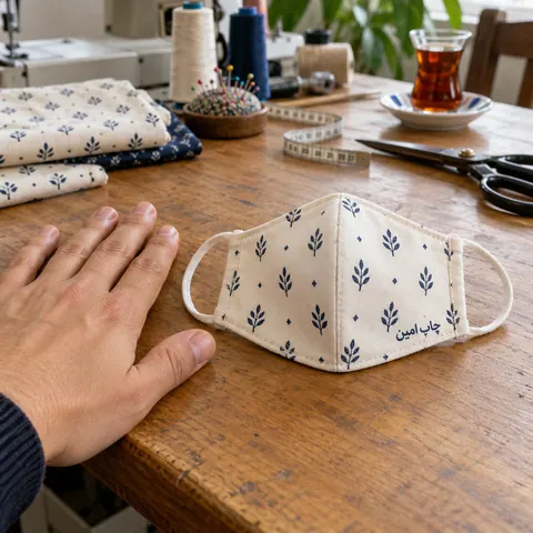 ماسک پارچه‌ای · مشخصات نمونه · کوچک · پارچه · یک‌رو
