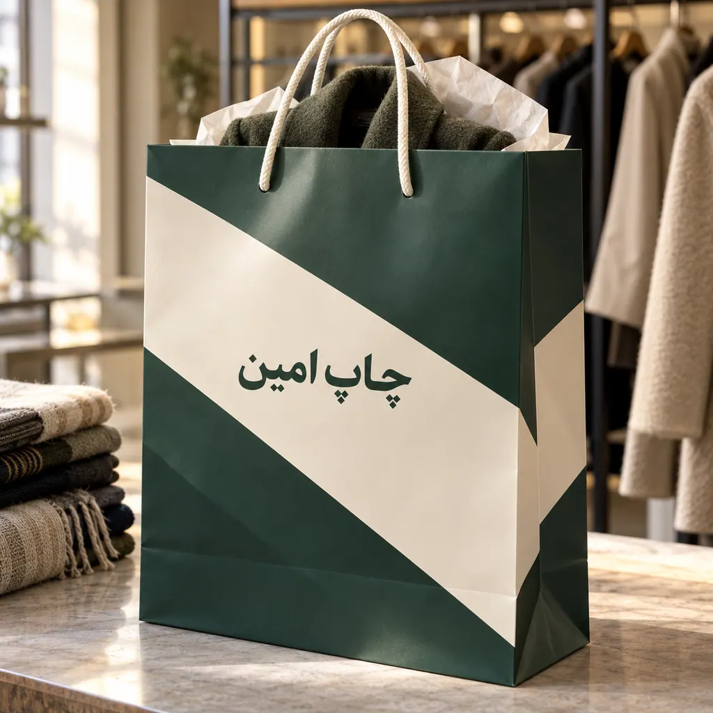 چاپ ساک دستی ایندربرد ۲۳۰ گرم با روکش سلفون مات یا براق · 35×50 عطف 15