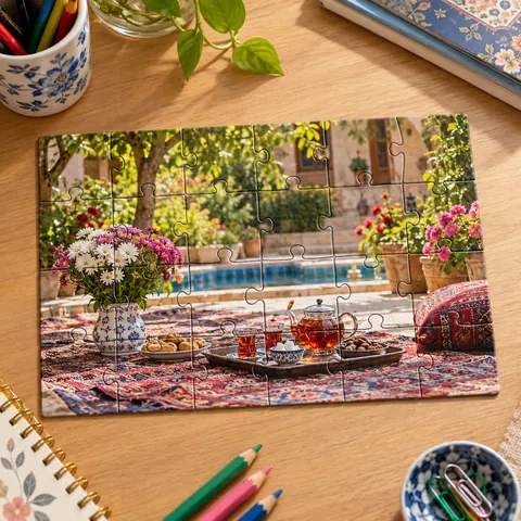 پازل مستطیلی A5 · 145 × 210 میلی‌متر — 24 تکه · یک‌رو