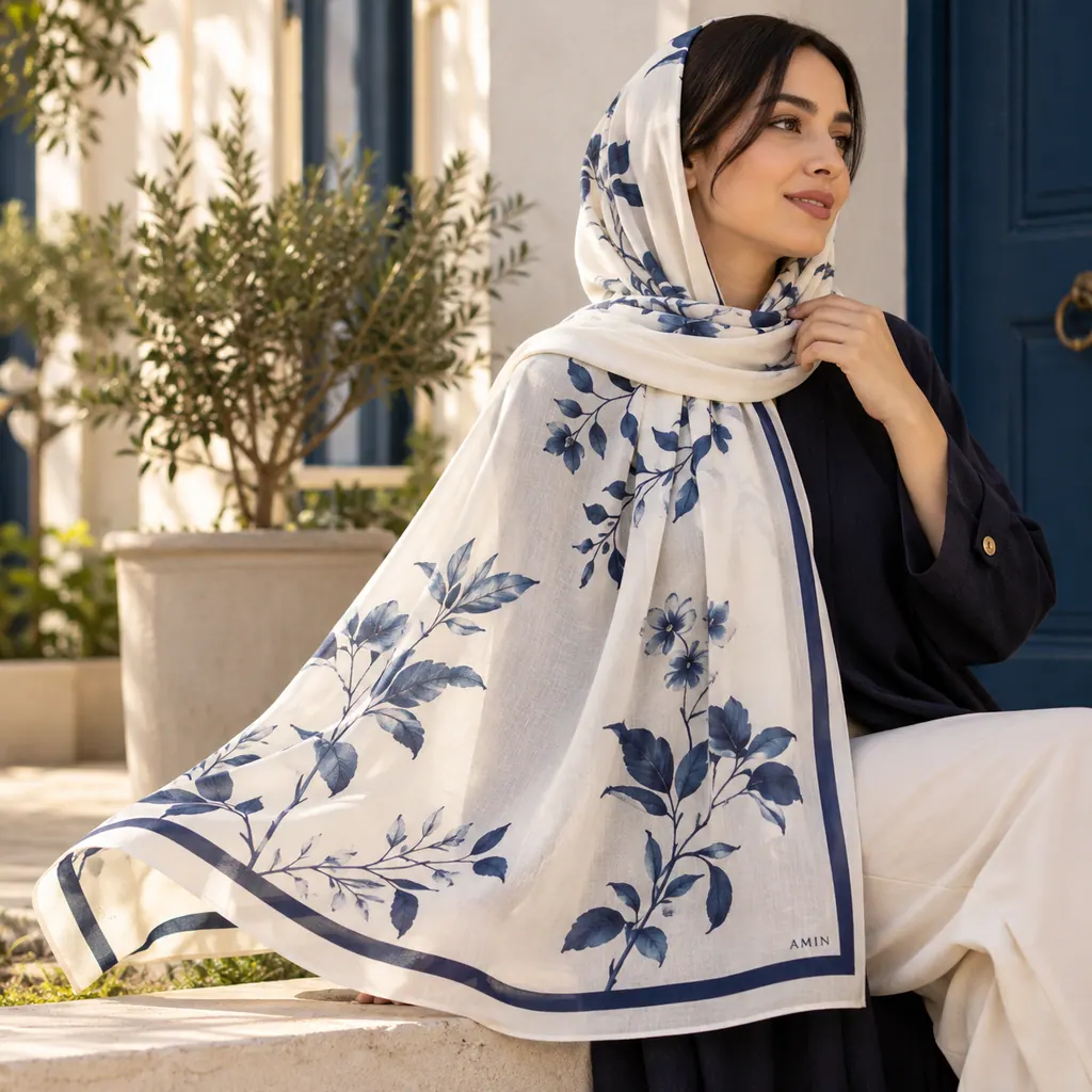 شال سفید · مشخصات نمونه · ۷۰ × ۱۸۰ سانتیمتر · پارچه روشن · یکرو