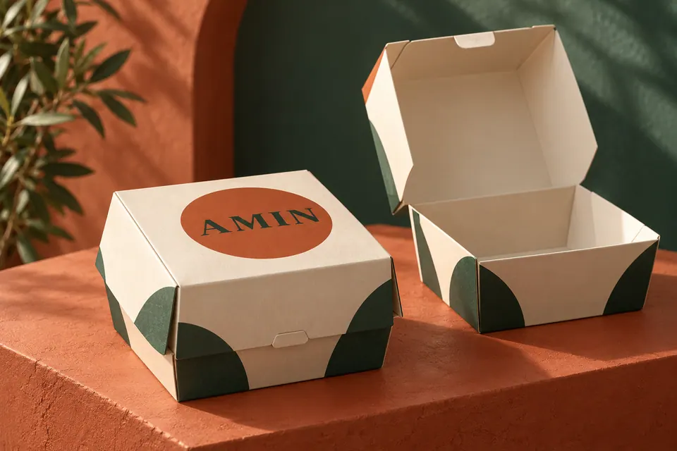نمونه اختصاصی جعبه همبرگر بیرون‌بر چاپ امین