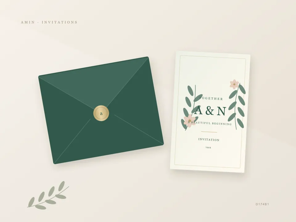 کارت عروسی نیمه ای سبز · i444